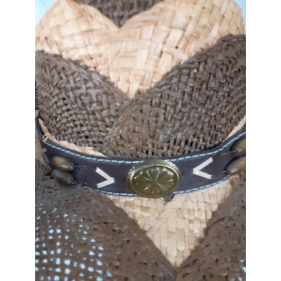 MAVERICK Distressed Straw Western Cowboy Hat One Size 7"X 8" inside measurements - Picture 3 of 11